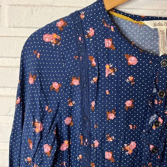 Matilda Jane Blue Polka Dot and Floral Long Sleeve Boho Blouse, Women’s Size XS - Picture 6 of 10